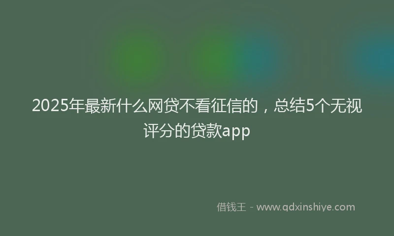 2025年最新什么网贷不看征信的，总结5个无视评分的贷款app
