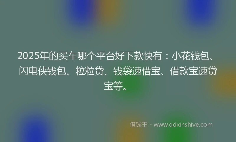 2025年的买车哪个平台好下款快有：小花钱包、闪电侠钱包、粒粒贷、钱袋速借宝、借款宝速贷宝等。
