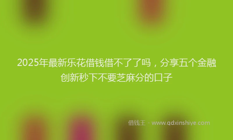 2025年最新乐花借钱借不了了吗，分享五个金融创新秒下不要芝麻分的口子
