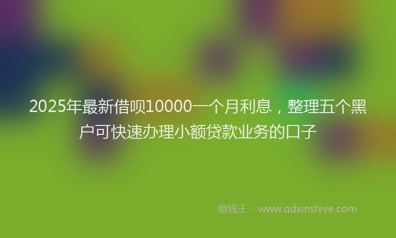 2025年最新借呗10000一个月利息，整理五个黑户可快速办理小额贷款业务的口子