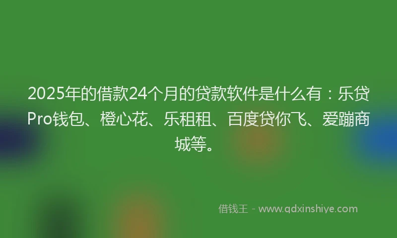2025年的借款24个月的贷款软件是什么有：乐贷Pro钱包、橙心花、乐租租、百度贷你飞、爱蹦商城等。