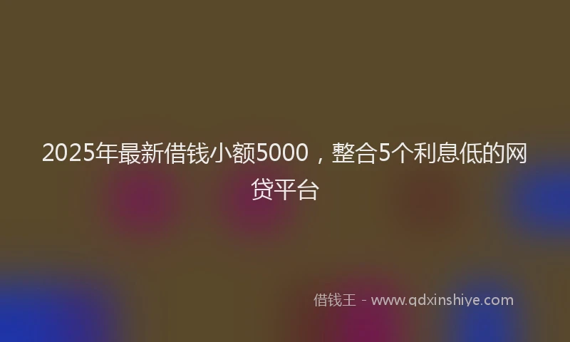 2025年最新借钱小额5000，整合5个利息低的网贷平台