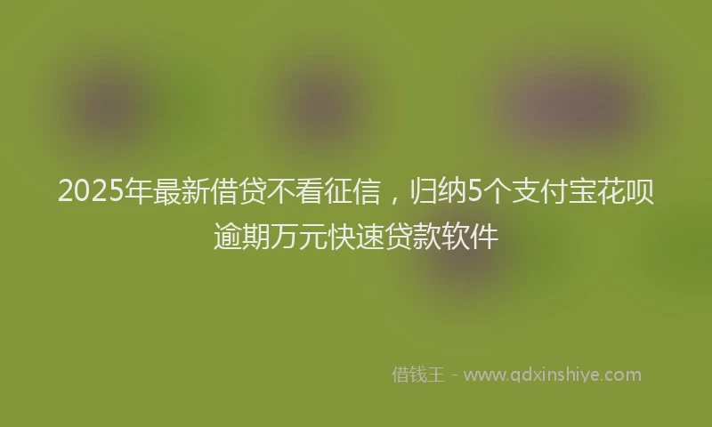 2025年最新借贷不看征信，归纳5个支付宝花呗逾期万元快速贷款软件