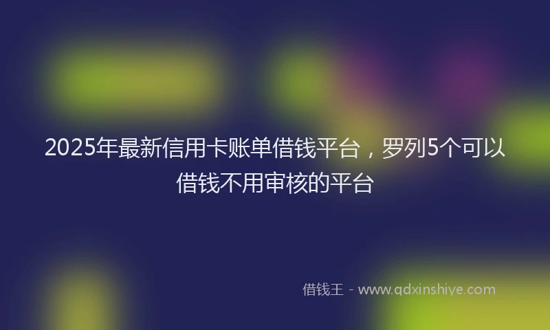 2025年最新信用卡账单借钱平台，罗列5个可以借钱不用审核的平台