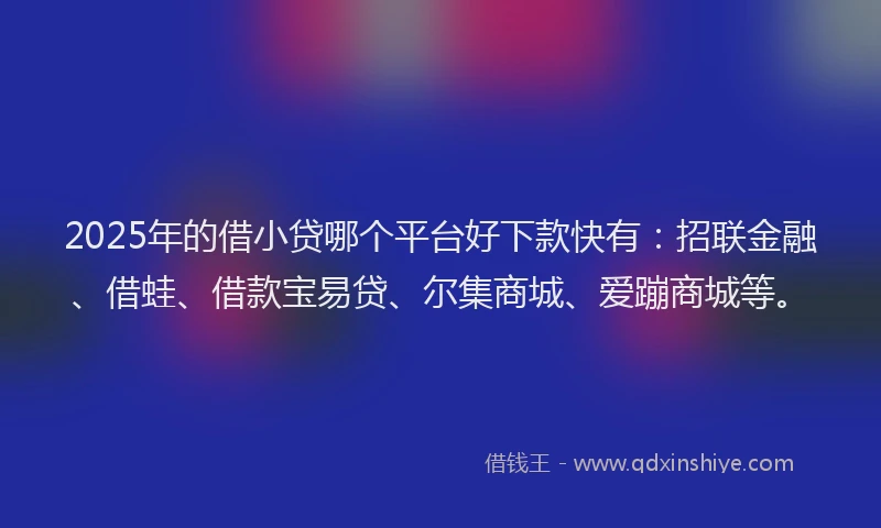 2025年的借小贷哪个平台好下款快有：招联金融、借蛙、借款宝易贷、尔集商城、爱蹦商城等。