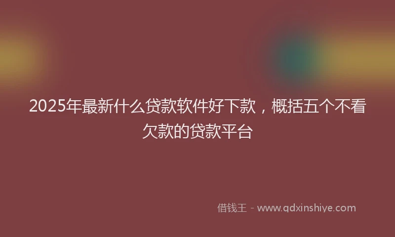 2025年最新什么贷款软件好下款，概括五个不看欠款的贷款平台