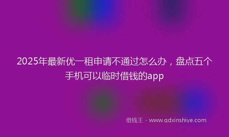 2025年最新优一租申请不通过怎么办，盘点五个手机可以临时借钱的app
