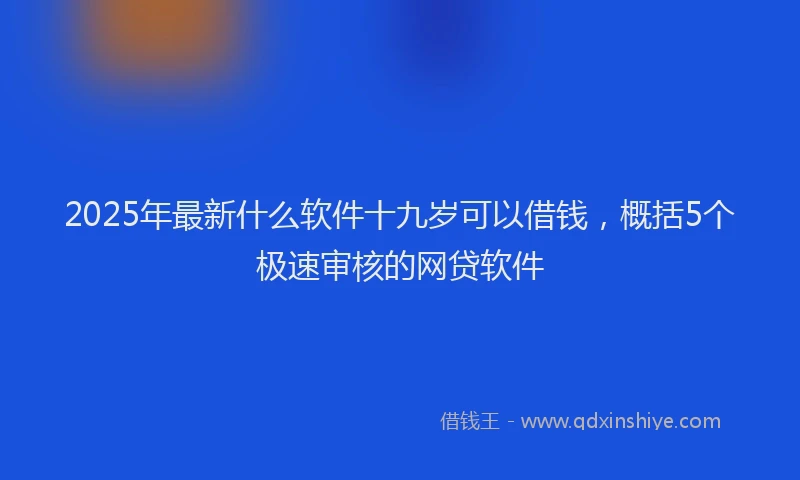 2025年最新什么软件十九岁可以借钱，概括5个极速审核的网贷软件