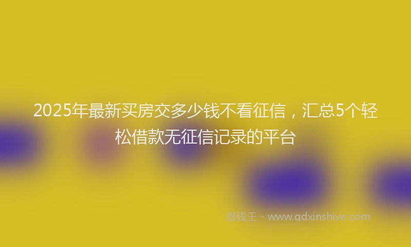 2025年最新买房交多少钱不看征信，汇总5个轻松借款无征信记录的平台