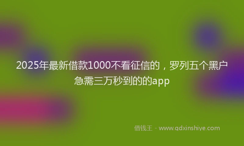 2025年最新借款1000不看征信的，罗列五个黑户急需三万秒到的的app