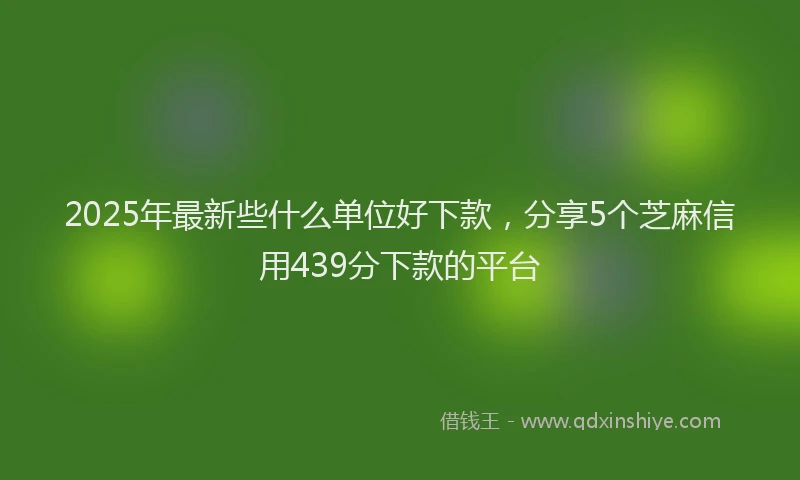 2025年最新些什么单位好下款，分享5个芝麻信用439分下款的平台