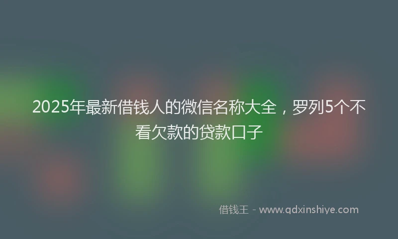 2025年最新借钱人的微信名称大全，罗列5个不看欠款的贷款口子