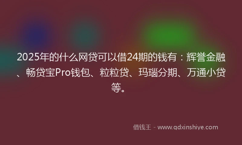 2025年的什么网贷可以借24期的钱有：辉誉金融、畅贷宝Pro钱包、粒粒贷、玛瑙分期、万通小贷等。