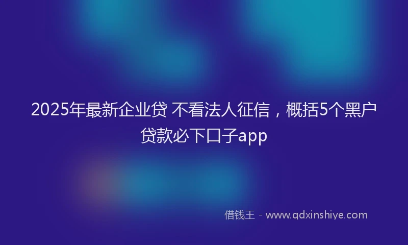 2025年最新企业贷 不看法人征信，概括5个黑户贷款必下口子app