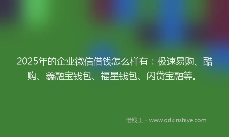 2025年的企业微信借钱怎么样有：极速易购、酷购、鑫融宝钱包、福星钱包、闪贷宝融等。