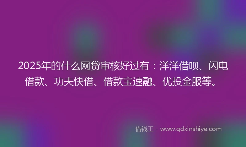 2025年的什么网贷审核好过有：洋洋借呗、闪电借款、功夫快借、借款宝速融、优投金服等。