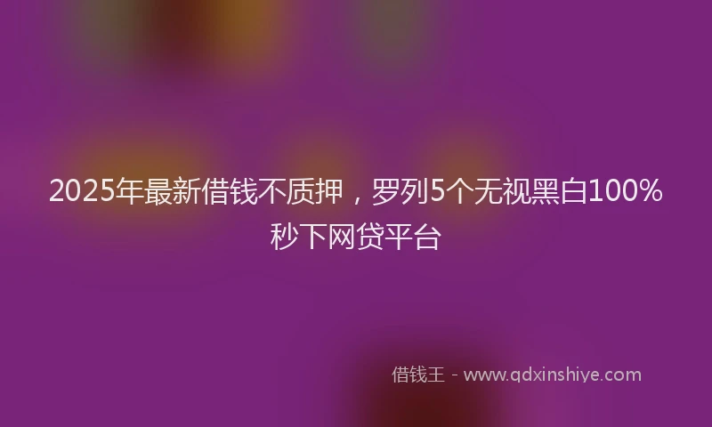 2025年最新借钱不质押，罗列5个无视黑白100%秒下网贷平台