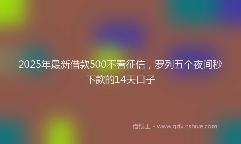 2025年最新借款500不看征信，罗列五个夜间秒下款的14天口子