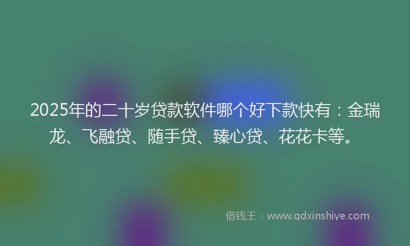 2025年的二十岁贷款软件哪个好下款快有：金瑞龙、飞融贷、随手贷、臻心贷、花花卡等。