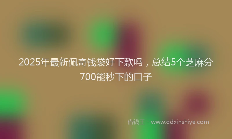 2025年最新佩奇钱袋好下款吗，总结5个芝麻分700能秒下的口子