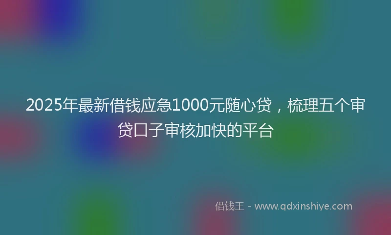 2025年最新借钱应急1000元随心贷，梳理五个审贷口子审核加快的平台