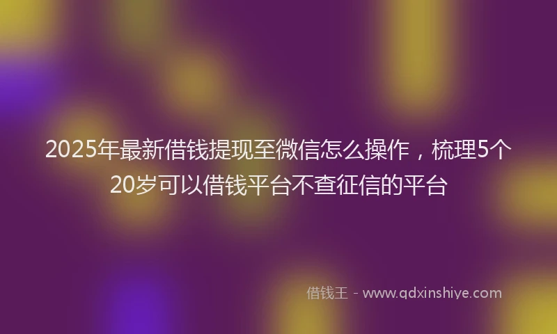 2025年最新借钱提现至微信怎么操作，梳理5个20岁可以借钱平台不查征信的平台