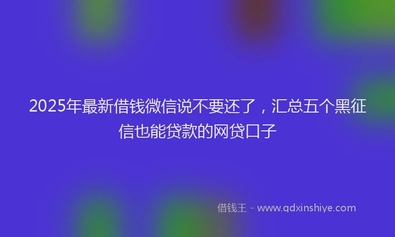 2025年最新借钱微信说不要还了，汇总五个黑征信也能贷款的网贷口子