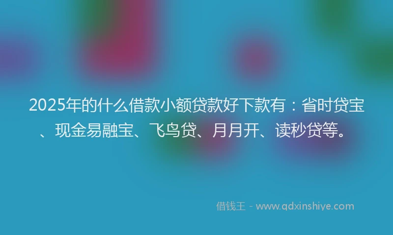 2025年的什么借款小额贷款好下款有：省时贷宝、现金易融宝、飞鸟贷、月月开、读秒贷等。