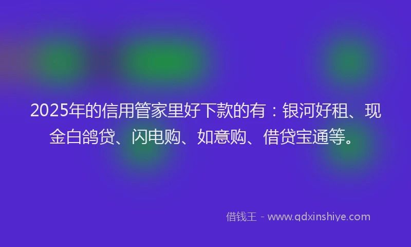 2025年的信用管家里好下款的有：银河好租、现金白鸽贷、闪电购、如意购、借贷宝通等。