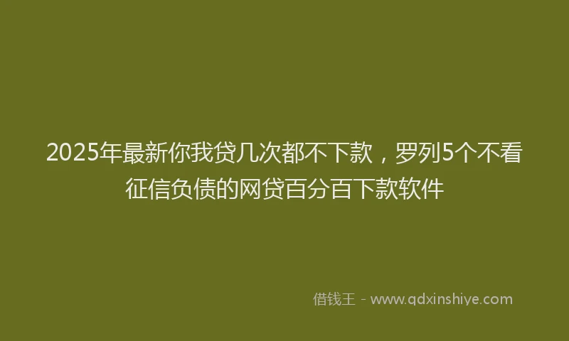 2025年最新你我贷几次都不下款，罗列5个不看征信负债的网贷百分百下款软件