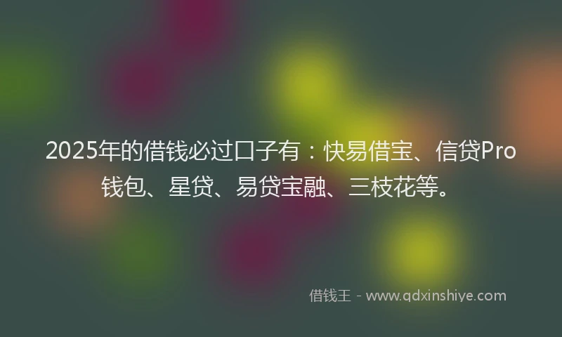 2025年的借钱必过口子有：快易借宝、信贷Pro钱包、星贷、易贷宝融、三枝花等。