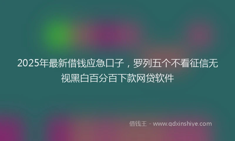 2025年最新借钱应急口子，罗列五个不看征信无视黑白百分百下款网贷软件