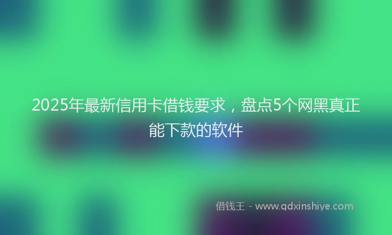 2025年最新信用卡借钱要求，盘点5个网黑真正能下款的软件