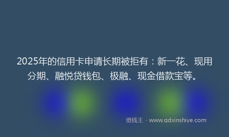 2025年的信用卡申请长期被拒有：新一花、现用分期、融悦贷钱包、极融、现金借款宝等。