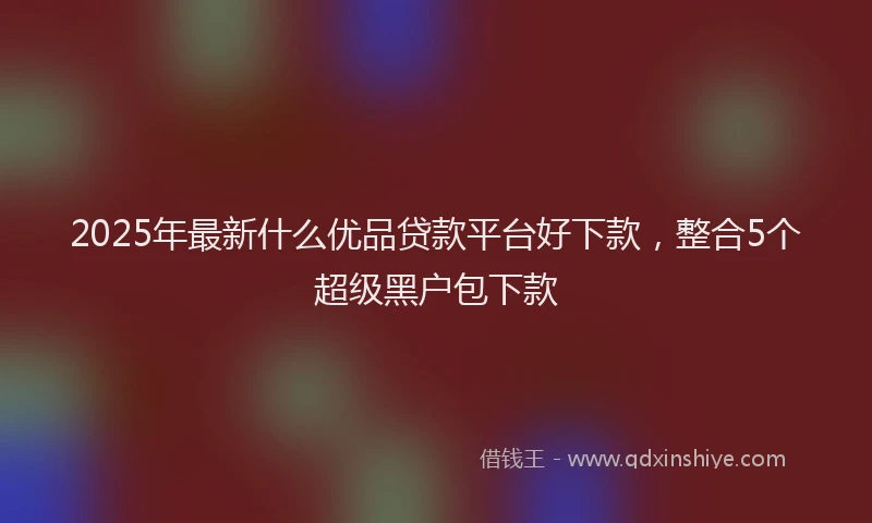 2025年最新什么优品贷款平台好下款，整合5个超级黑户包下款