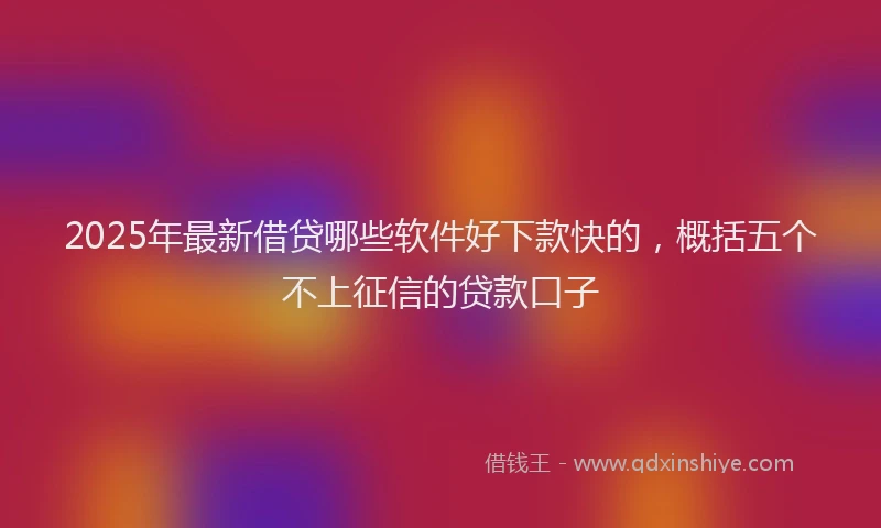 2025年最新借贷哪些软件好下款快的，概括五个不上征信的贷款口子