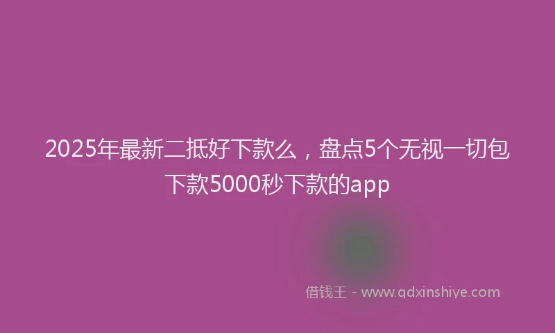 2025年最新二抵好下款么，盘点5个无视一切包下款5000秒下款的app
