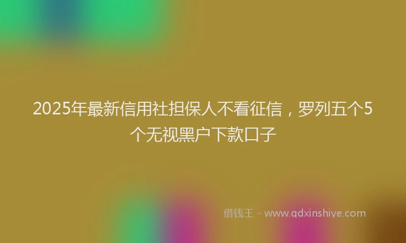 2025年最新信用社担保人不看征信，罗列五个5个无视黑户下款口子