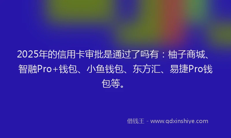 2025年的信用卡审批是通过了吗有：柚子商城、智融Pro+钱包、小鱼钱包、东方汇、易捷Pro钱包等。