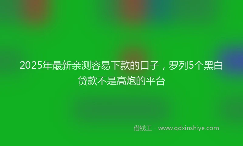 2025年最新亲测容易下款的口子，罗列5个黑白贷款不是高炮的平台