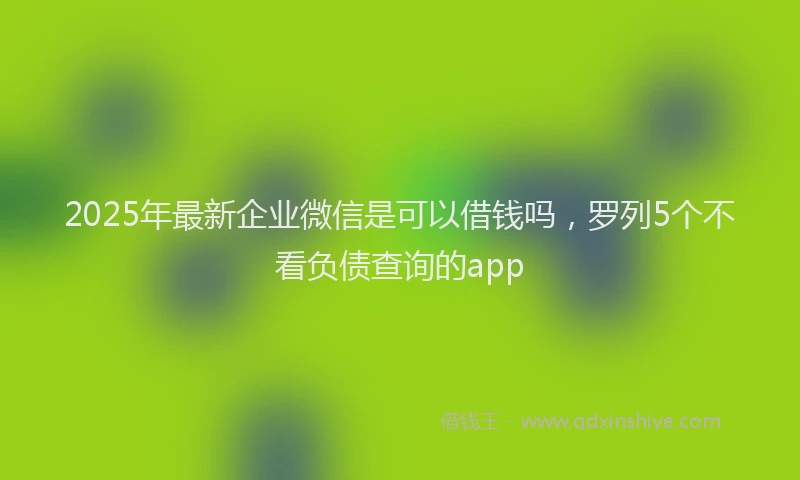 2025年最新企业微信是可以借钱吗，罗列5个不看负债查询的app
