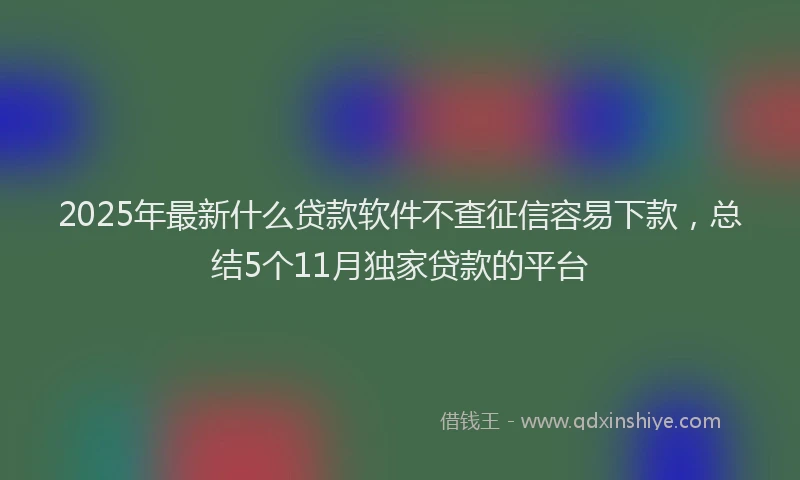 2025年最新什么贷款软件不查征信容易下款，总结5个11月独家贷款的平台
