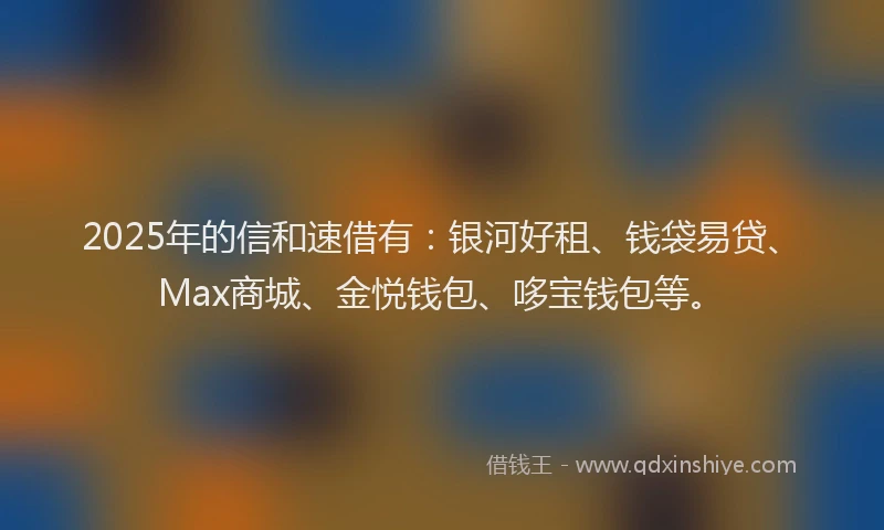 2025年的信和速借有：银河好租、钱袋易贷、Max商城、金悦钱包、哆宝钱包等。