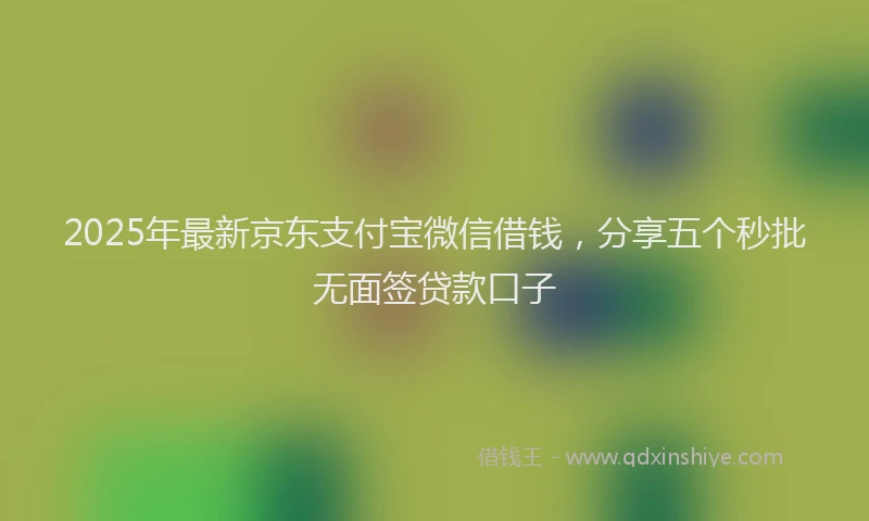 2025年最新京东支付宝微信借钱，分享五个秒批无面签贷款口子