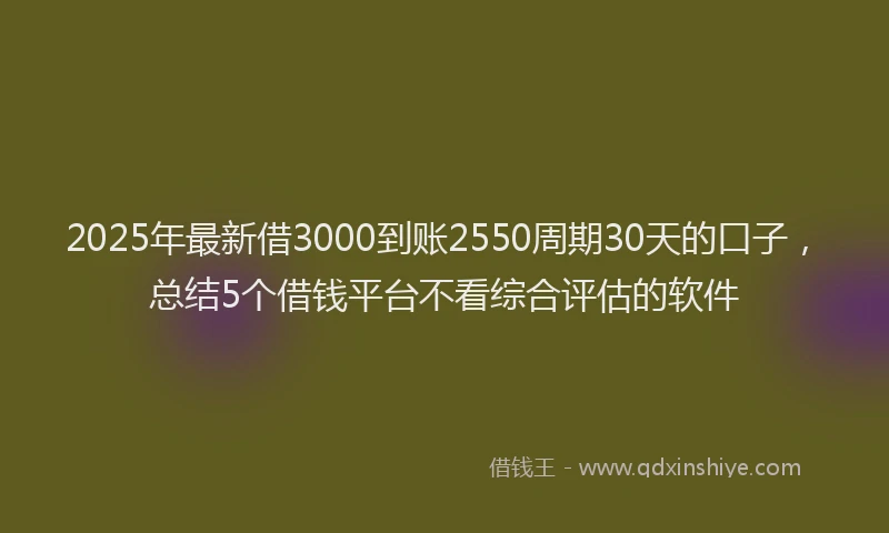 2025年最新借3000到账2550周期30天的口子，总结5个借钱平台不看综合评估的软件