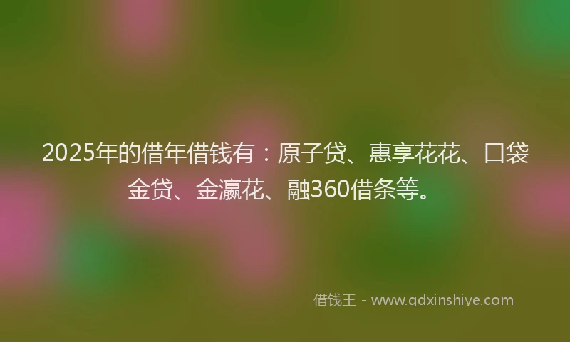 2025年的借年借钱有：原子贷、惠享花花、口袋金贷、金瀛花、融360借条等。