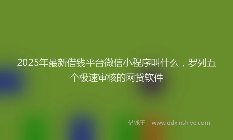 2025年最新借钱平台微信小程序叫什么，罗列五个极速审核的网贷软件