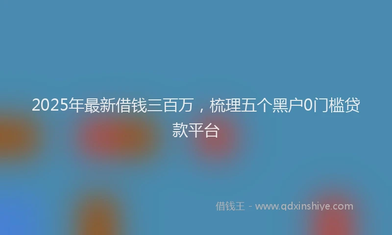 2025年最新借钱三百万，梳理五个黑户0门槛贷款平台