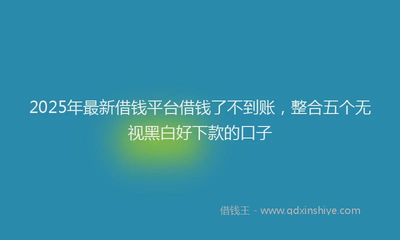 2025年最新借钱平台借钱了不到账，整合五个无视黑白好下款的口子