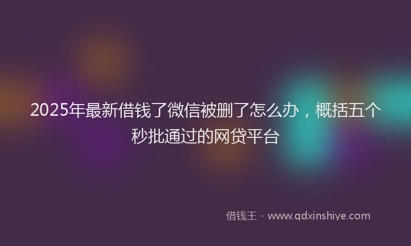 2025年最新借钱了微信被删了怎么办，概括五个秒批通过的网贷平台